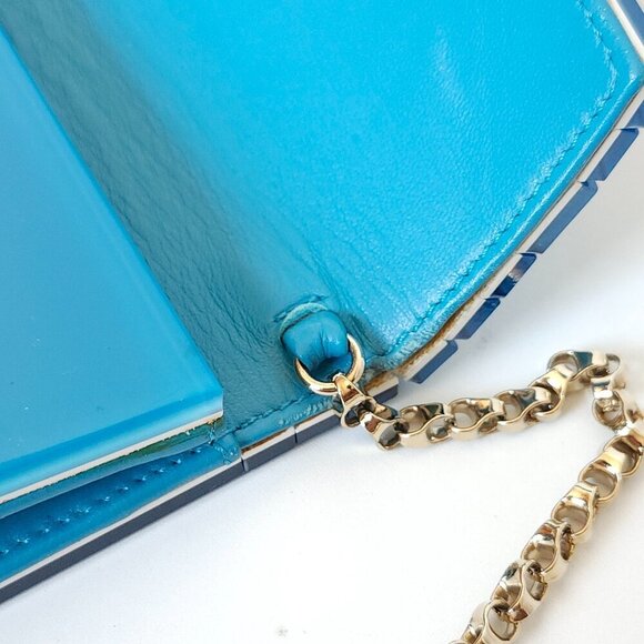 STUNNING JIMMY CHOO CANDY CLUTCH In Bright Blue Hard Body Acrylic Purse - Picture 8 of 14